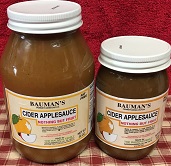 A picture of several jars of Bauman's cider applesauce butter