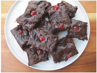 A plate full of cherry butter brownies